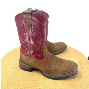 Durango Womens Western Boots Tan Red Peace Flame Embroidery RD3551 Size 8.5M